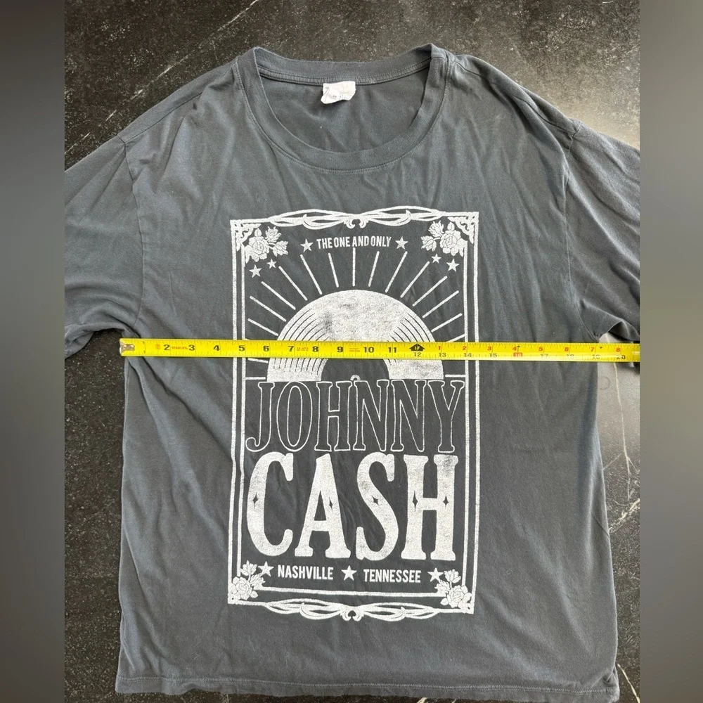 LetLuv SMALL Washed Black Johnny Cash Graphic Tee - Picture 4 of 7